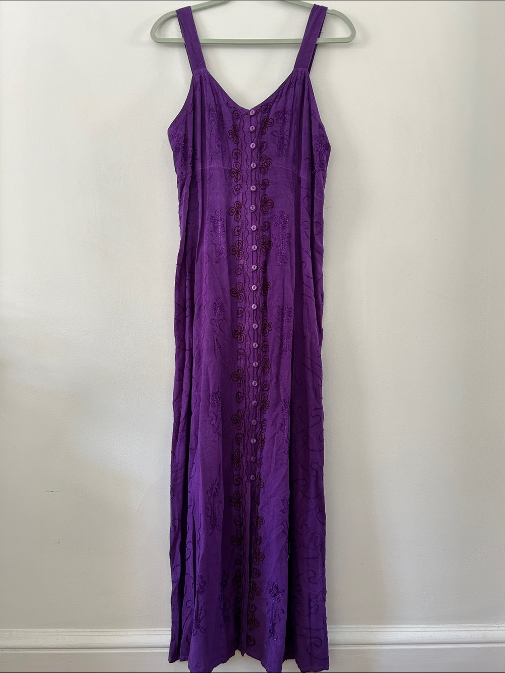 Henna Whimsigoth Fairy Dress Y2K Purple Embroidered Maxi Festival Hippie Boho L